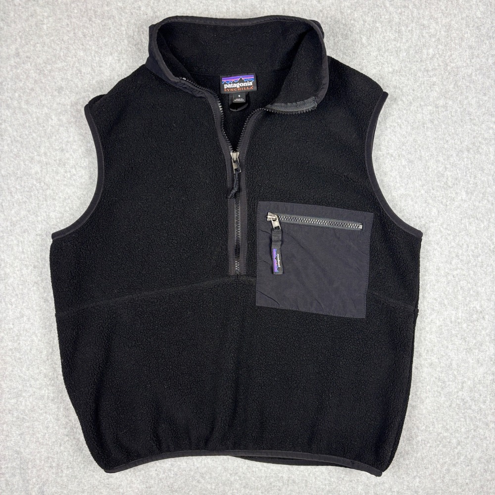 Patagonia Synchilla Fleece Vest Womens Small Black Quarter Zip Pullover